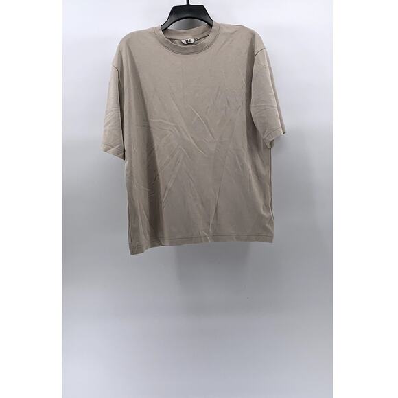 UNIQLO Men's Beige AIRism Crewneck Oversized Short Sleeve T-Shirt SZ M - Picture 1 of 10